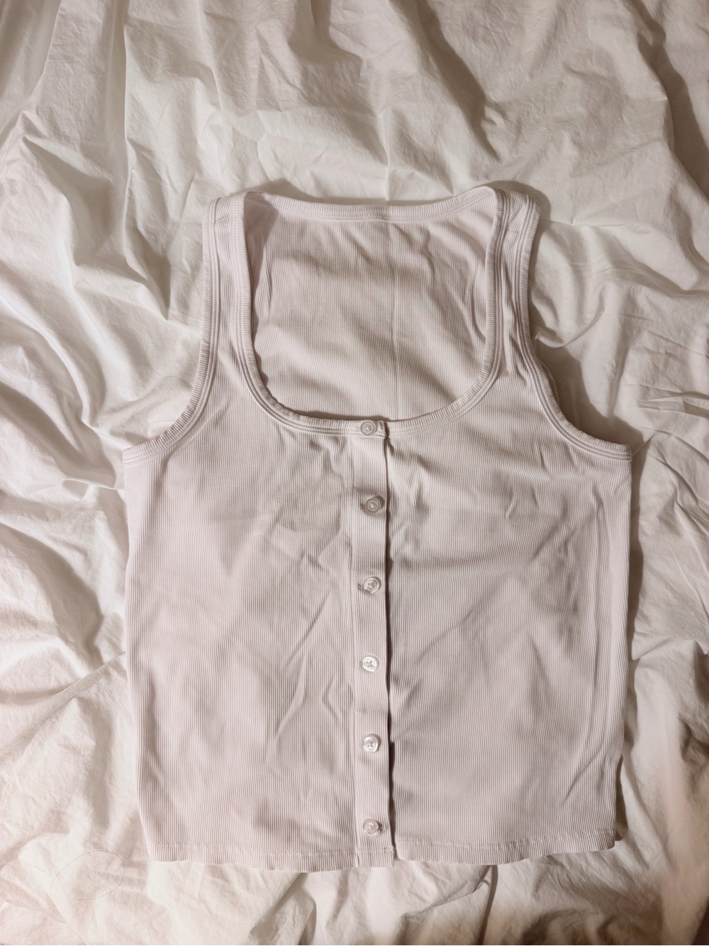 Vuori White Button-Front Rib Tank - Picture 4 of 4